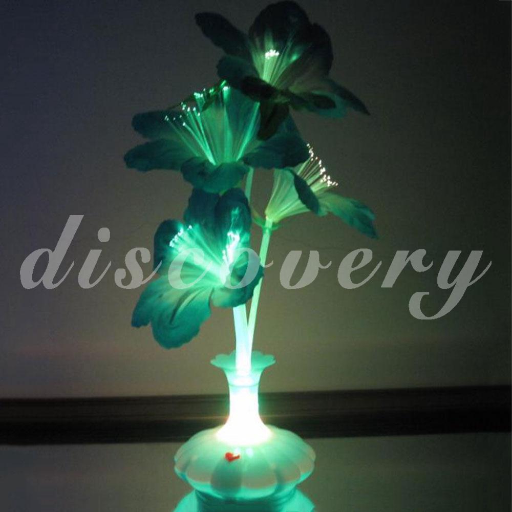 LED Fiber Flower Vase Kapok Vase Shaped Fiber Optic Lamp