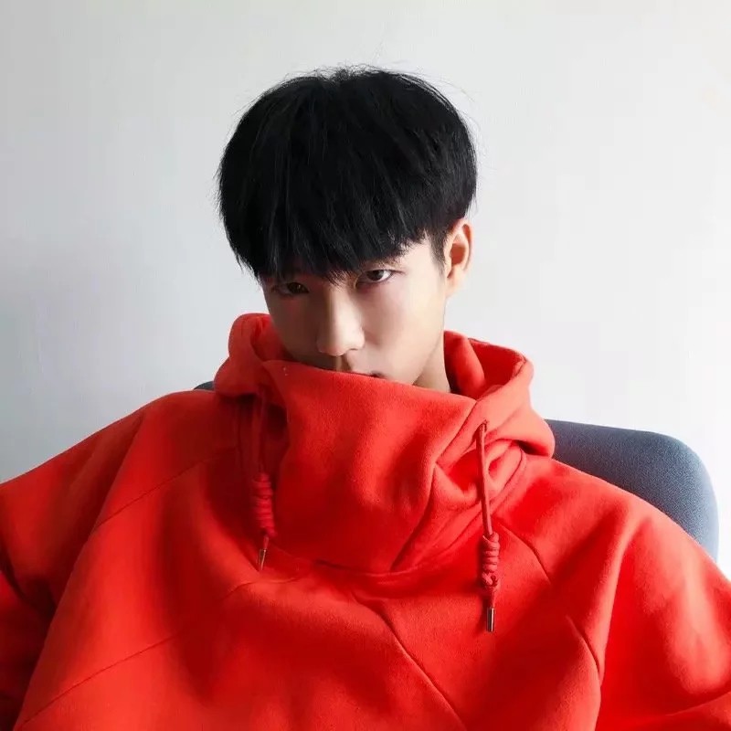 Áo Hoodie Dài Tay Cổ Cao Với Thiết Kế Trơn Màu Xinh Xắn