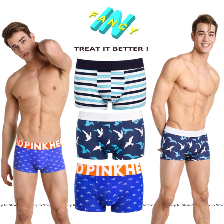 Quần Sịp Nam Cotton PINK HERO Cotton Siêu Mát, Sịp Boxer Hoạ Tiết Thời Trang Fancy In - bx011