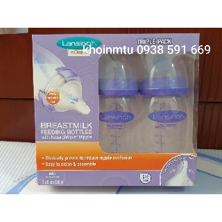 Bình sữa Lansinoh Momma 160ml / 240ml (đi với ti size S, size M và size L) nhựa PP, BPA free chính hãng