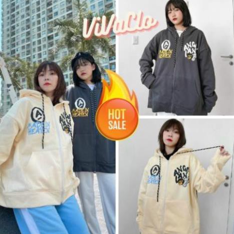 Áo Khoác Hoodie Khóa Kéo ANGEL LAND phong cách Hàn Quốc duyên thời trang kim gia