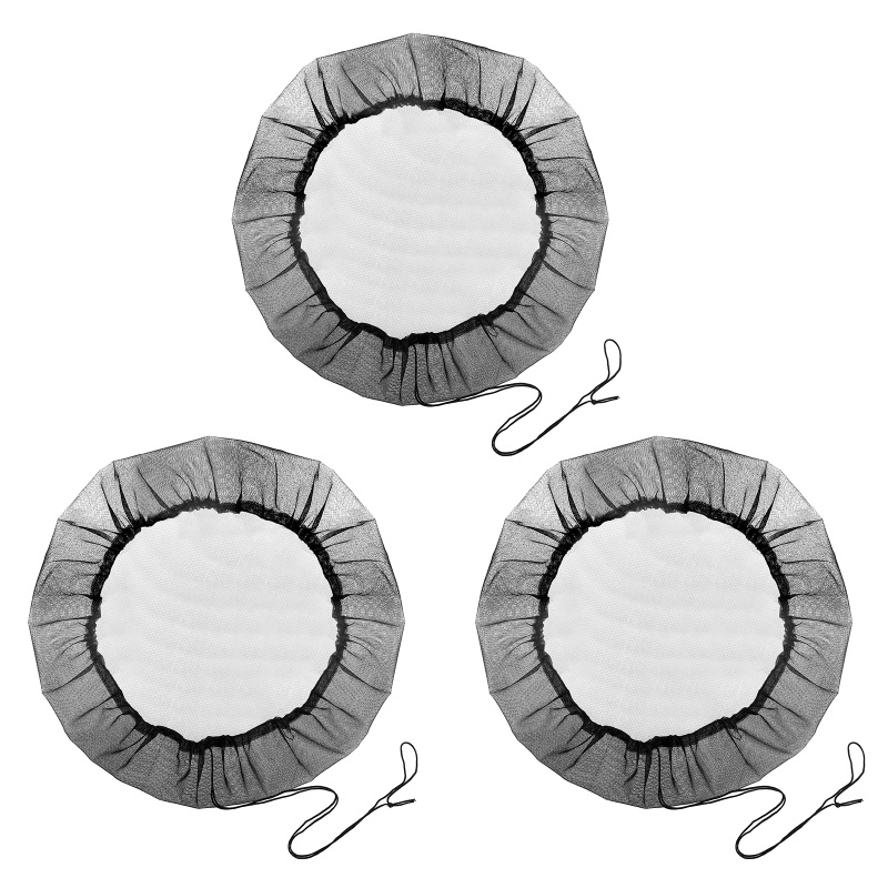 1 / 3 Vỏ Bọc Thùng Che Mưa Bằng Polyester Màu Đen Có Dây Rút Tiện Dụng Cho Sân Vườn / Ngoài Trời