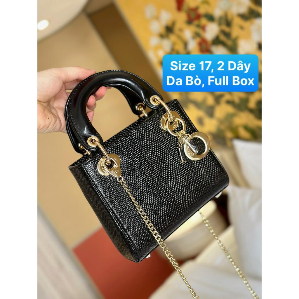 Túi Xách Dự Tiệc Lady Mini 2 Dây Đeo Size 17 Da Bò Dập Vân Kỳ Nhông Full Box