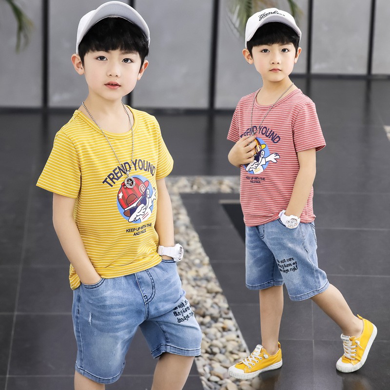 Set Quần Short Jean Áo Thun Phong Cách Cá Tính