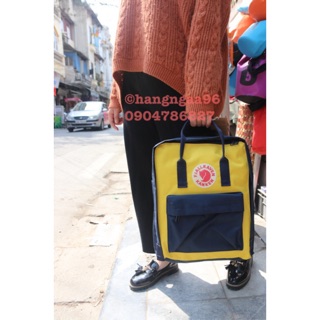 Balo Kanken xanh tím than mặt vàng