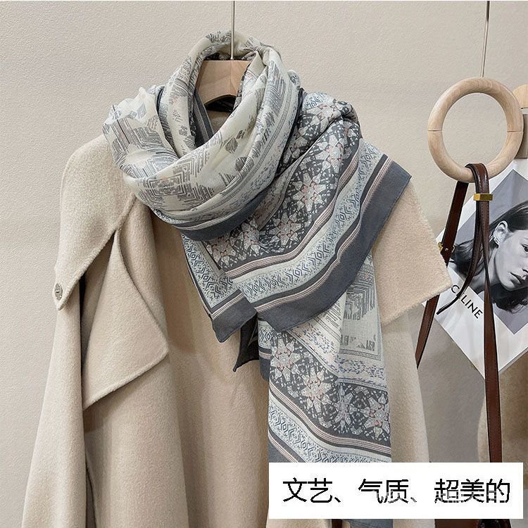 Khăn Choàng Cotton Lanh Giữ Ấm Mùa Thu Đông Phong Cách Hàn Quốc Cho Nữ 2022