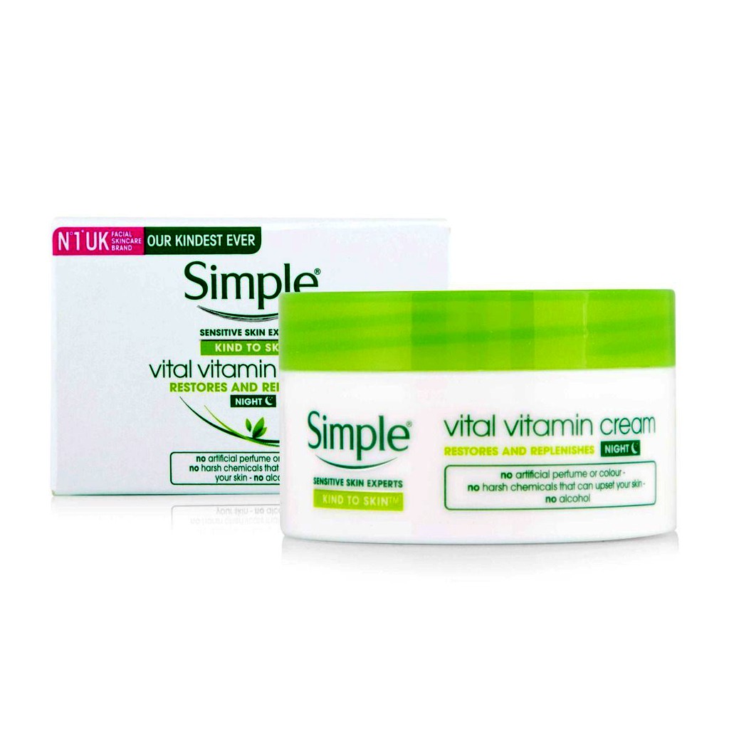Simple, Kem Dưỡng Ẩm Phục Hồi Da Ban Đêm Simple Vital Vitamin Cream 50ml