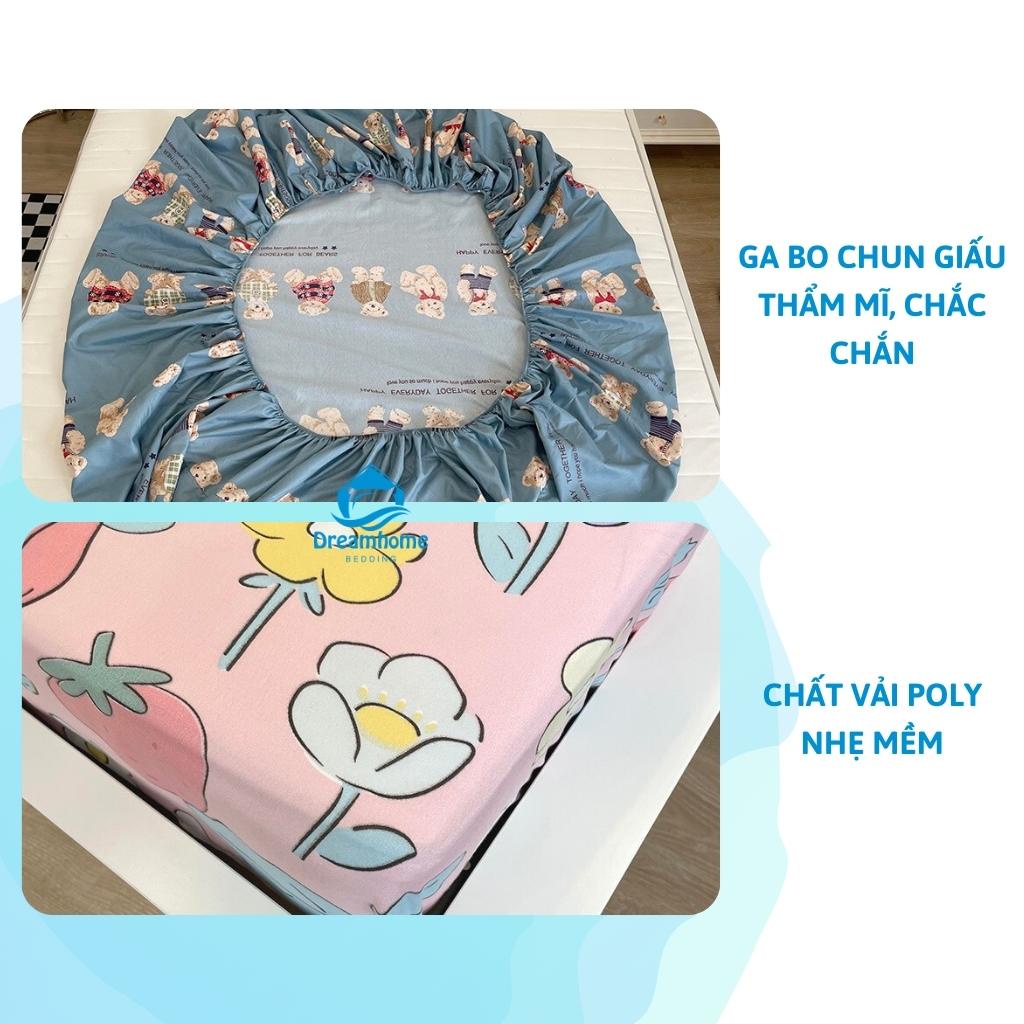 Bộ ga gối Cotton Poly nhập khẩu 3 món, ga chun bọc nệm đủ size Dreamhomebedding | BigBuy360 - bigbuy360.vn