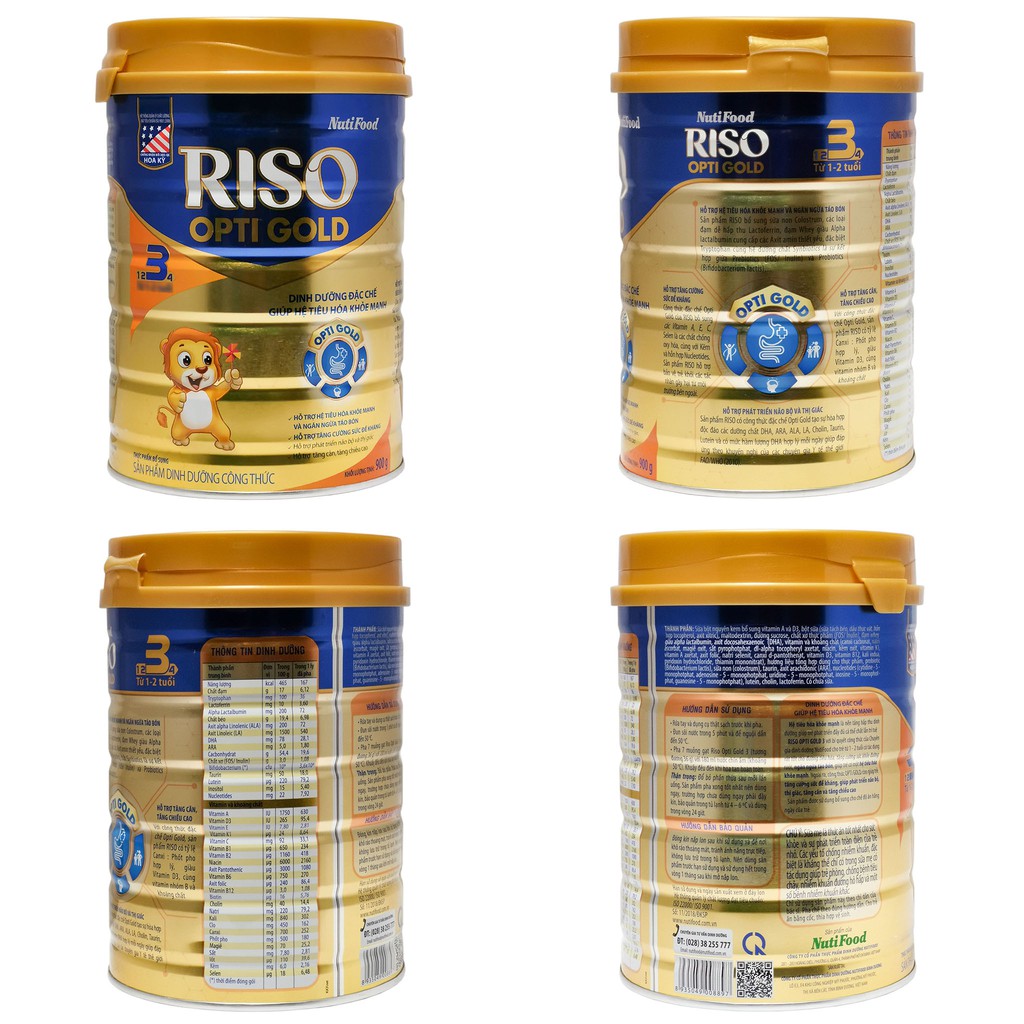 SỮA BỘT RISO OPTI GOLD 1/2/3/4 850G