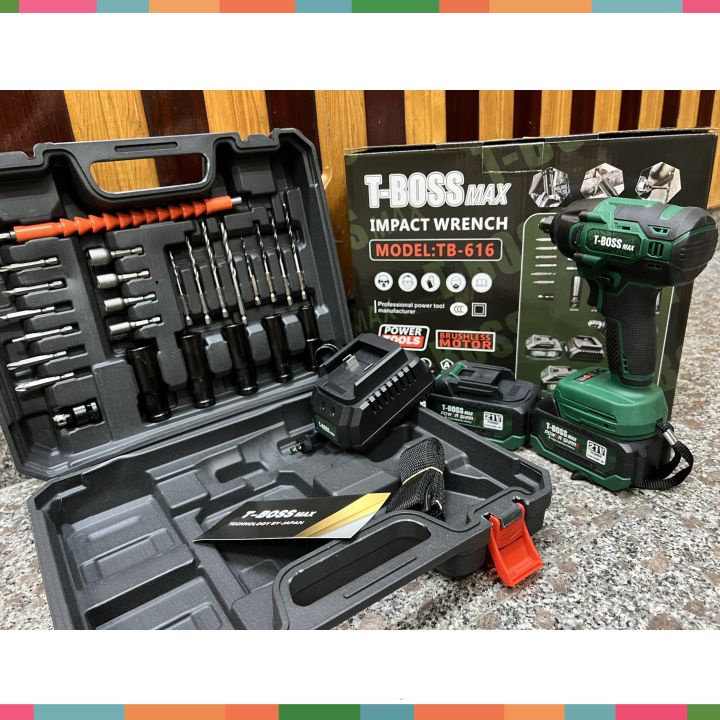 Máy Siết Bulong Máy Vặn Vít T-BOSS MAX TB - 616 Động Cơ Không Chổi Than, Pin 10cell Full Phụ Kiện Đồ Nghề