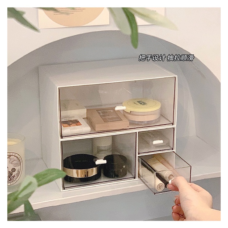 Hộp Đựng Mỹ Phẩm Để Bàn Nhiều Ngăn Chống Bụi Tiện Dụng