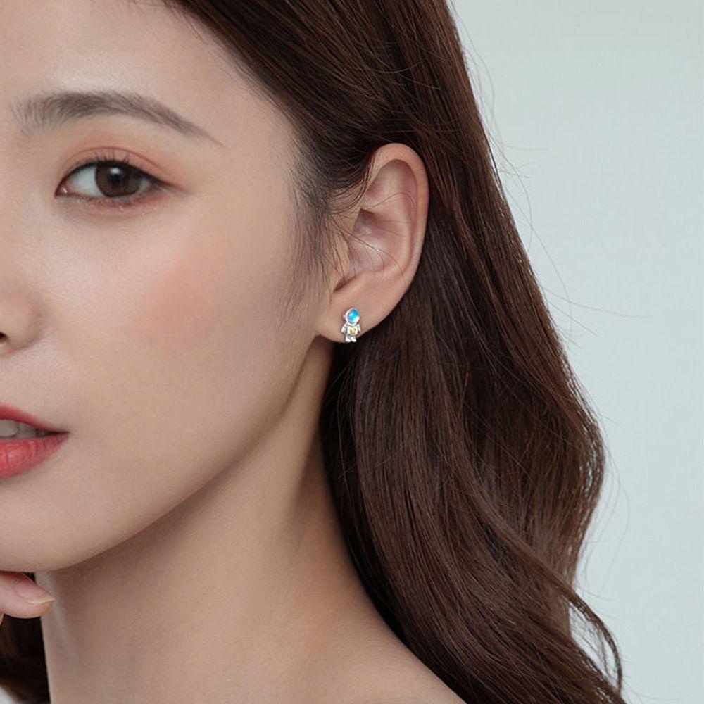 Khuyên Tai Thời Trang Hàn Quốc|Quà Tặng Trang Sức Nữ Cỡ Nhỏ Hình Phi Hành Gia|Bông Tai Hình Phi Hành Gia Xinh Xắn