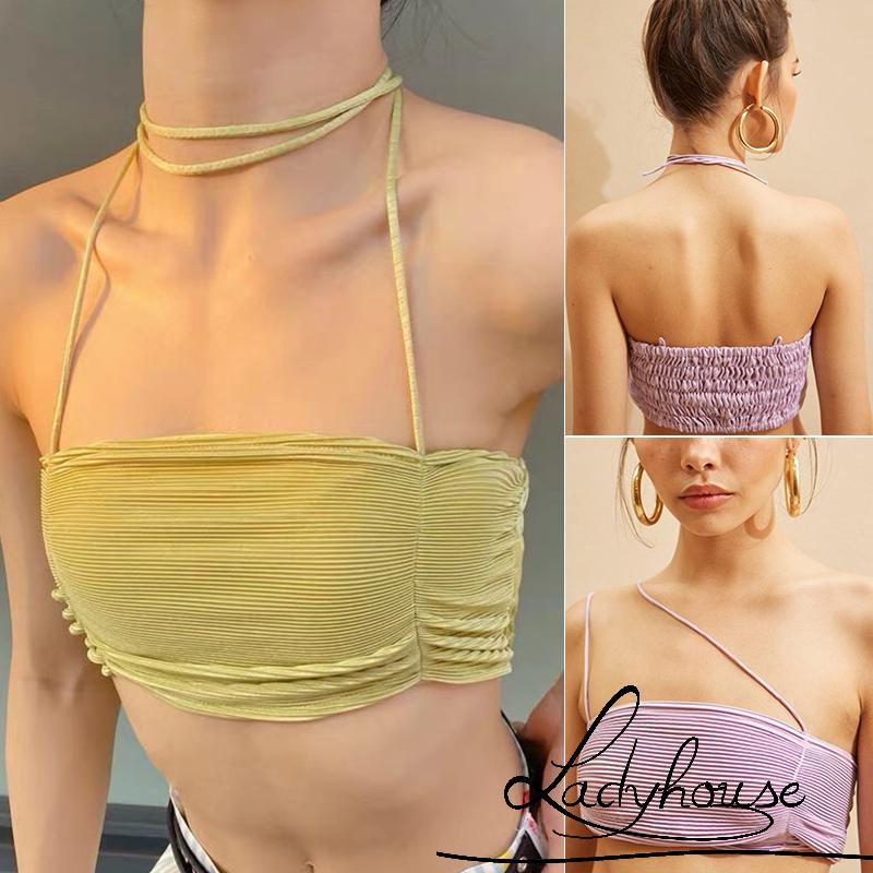 Áo Croptop Hai Dây Màu Sắc Trơn Thời Trang Mùa Hè Cho Nữ