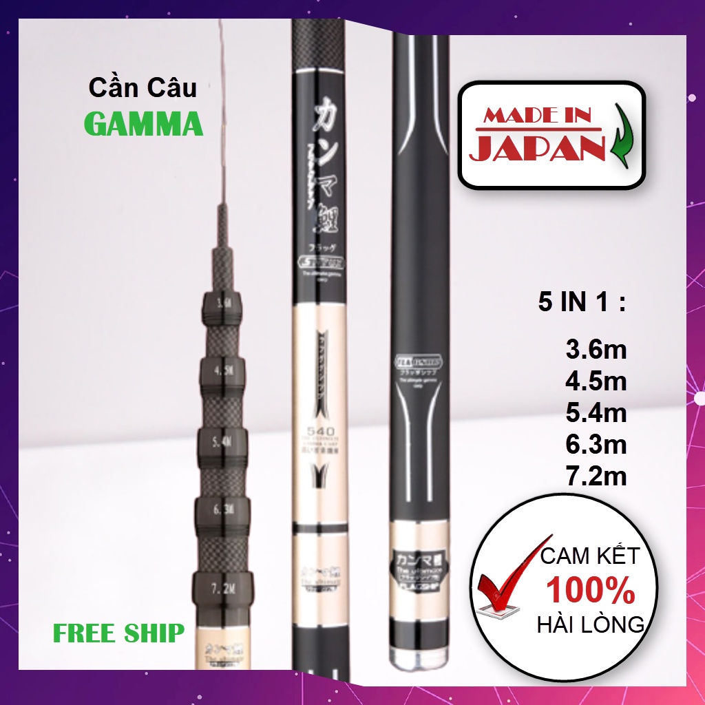 cần câu cá Gamma Nhật Bản carbon tự điều chỉnh độ dài 5 trong 1 -chuẩn Nhật