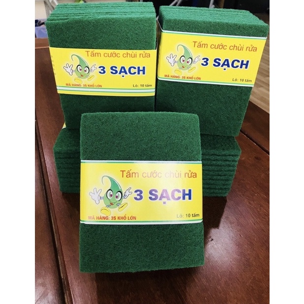 Set 10 Miếng Cước Xanh Lớn Chà Nồi Lơn