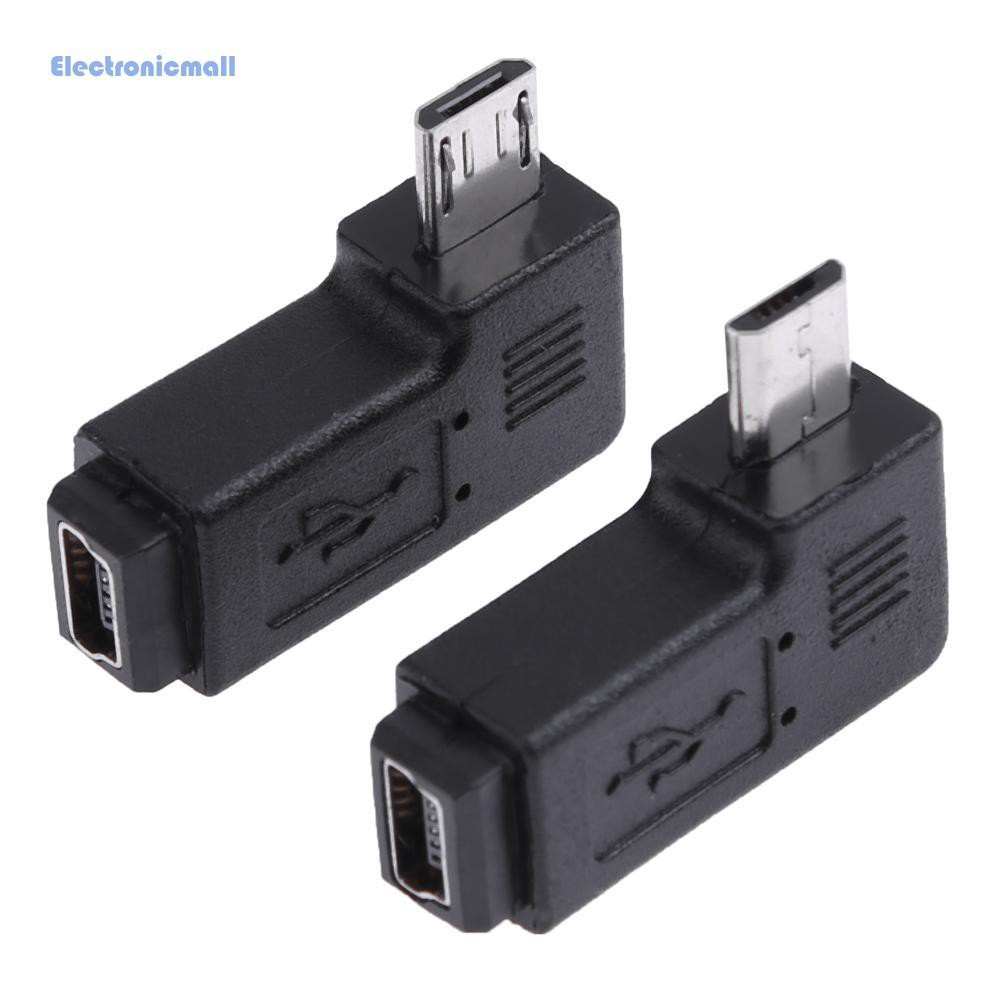 Set 2 Đầu Chuyển Đổi Usb 90 Độ Mini Usb Female Sang Micro Usb Male