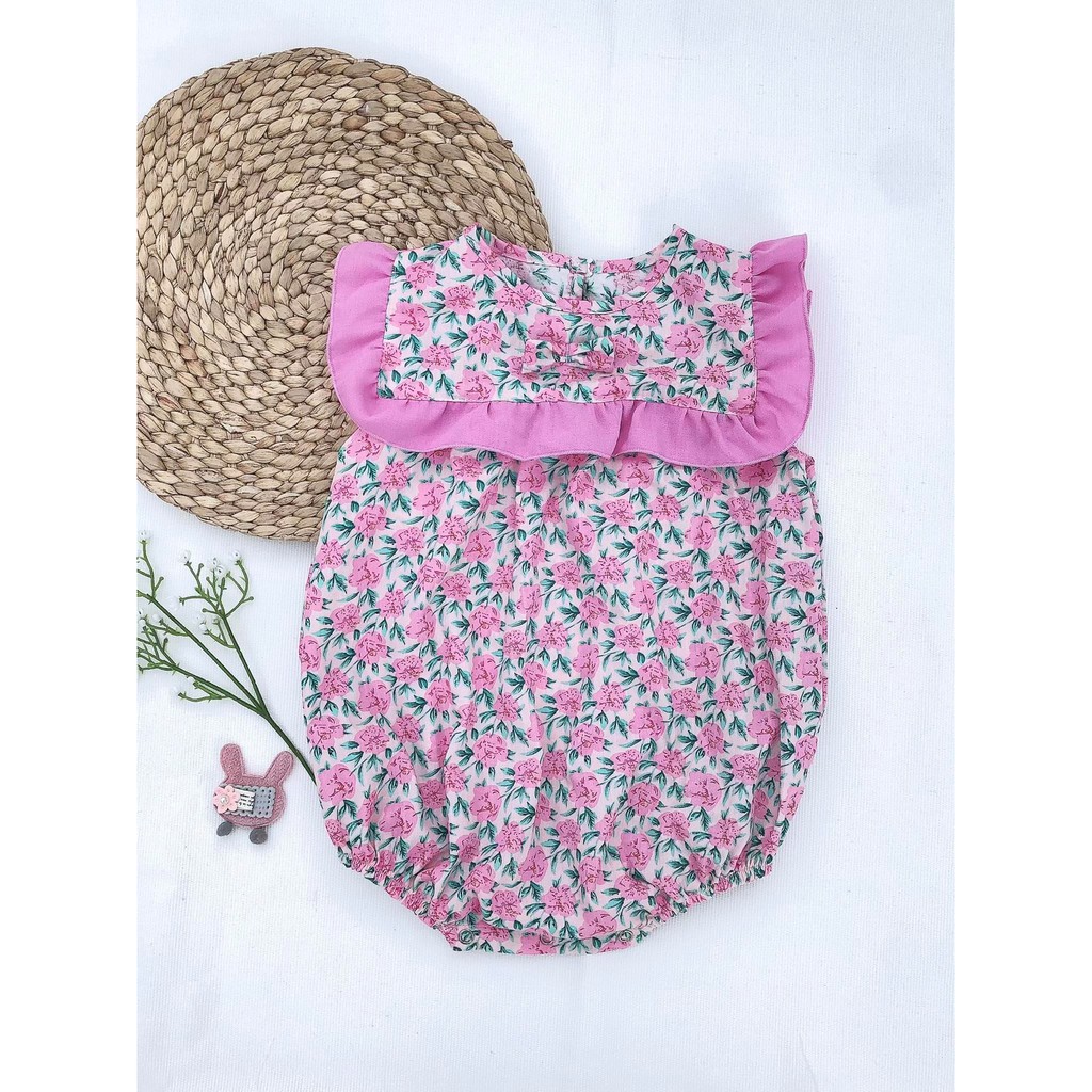 Áo liền quần Baby họa tiết hoa phong cách mùa hè cho bé gái từ 6 tháng đến 2 tuổi
