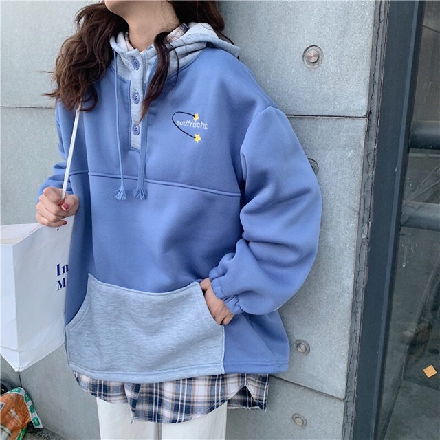 [ ord taobao BIGSIZE ] Áo Nỉ dài tay dáng suông có mũ cho nam nữ UNISEX BIGSIZE