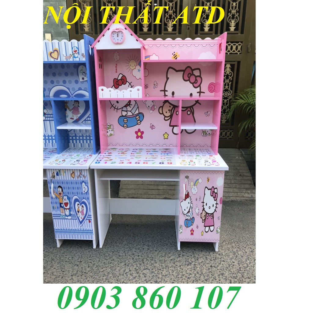 Bàn học sinh nhựa in hình 3d kitty công chúa doremon siêu đẹp cho bé yêu giá rẻ hcm
