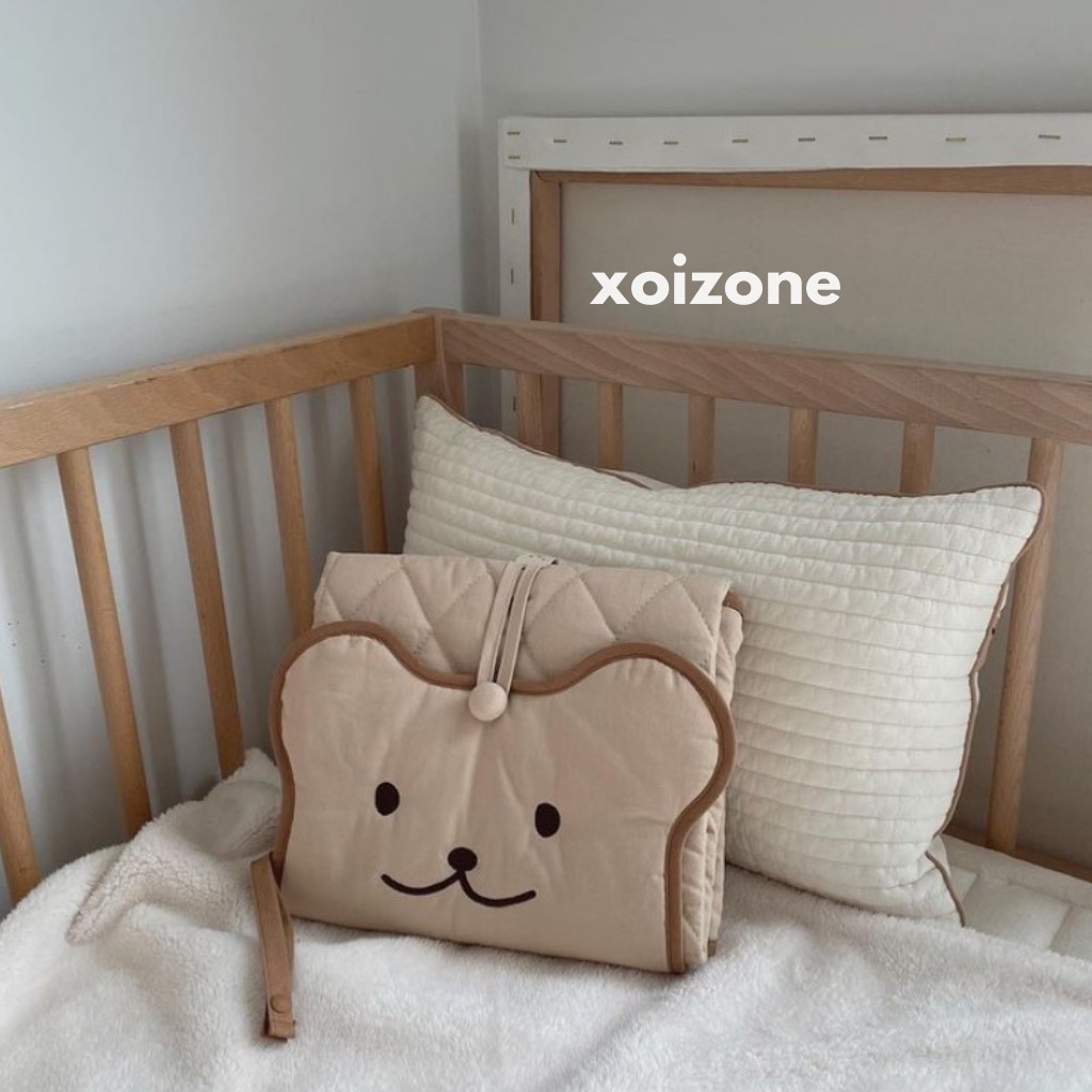 Tấm lót thay bỉm Handmade hình gấu Chezbebe Hàn Quốc chống vi khuẩn cho bé (có 3 lớp)