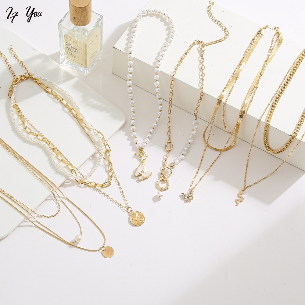 Vòng cổ AY nhiều lớp mặt tùy chọn kiểu thời trang cho nữ