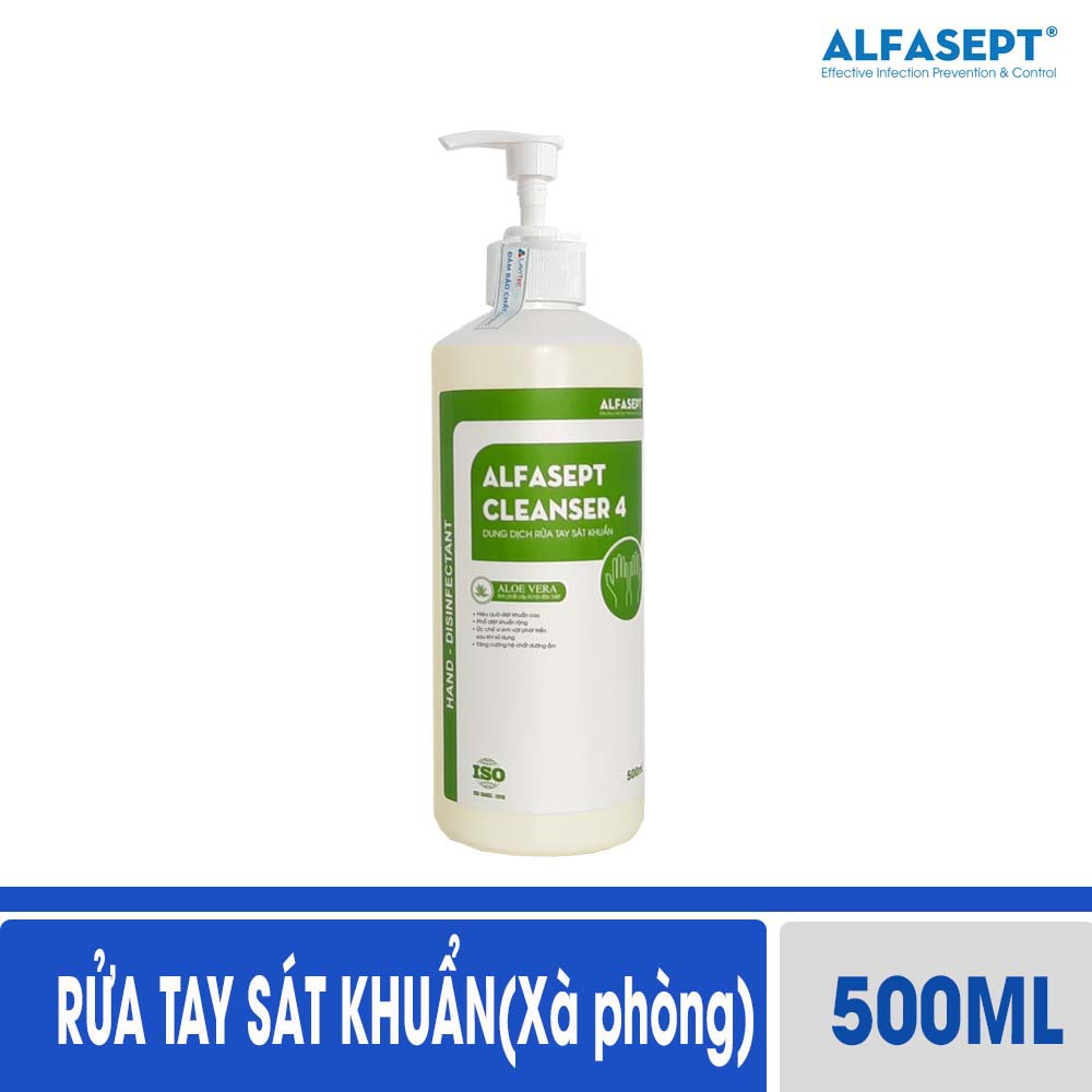 Xà phòng rửa tay sát khuẩn Alfasept Cleanser 4 500m - Phổ diệt khuẩn rộng | BigBuy360 - bigbuy360.vn