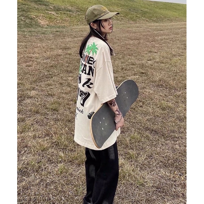 [ Rẻ vô địch ] Áo thun cotton tay lỡ dáng rộng unisex - Cây Dừa