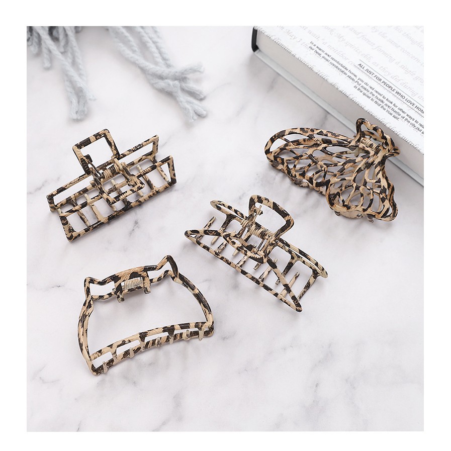 Kẹp tóc kim loại họa tiết đốm da báo thời trang cá tính cho nữ FJ74