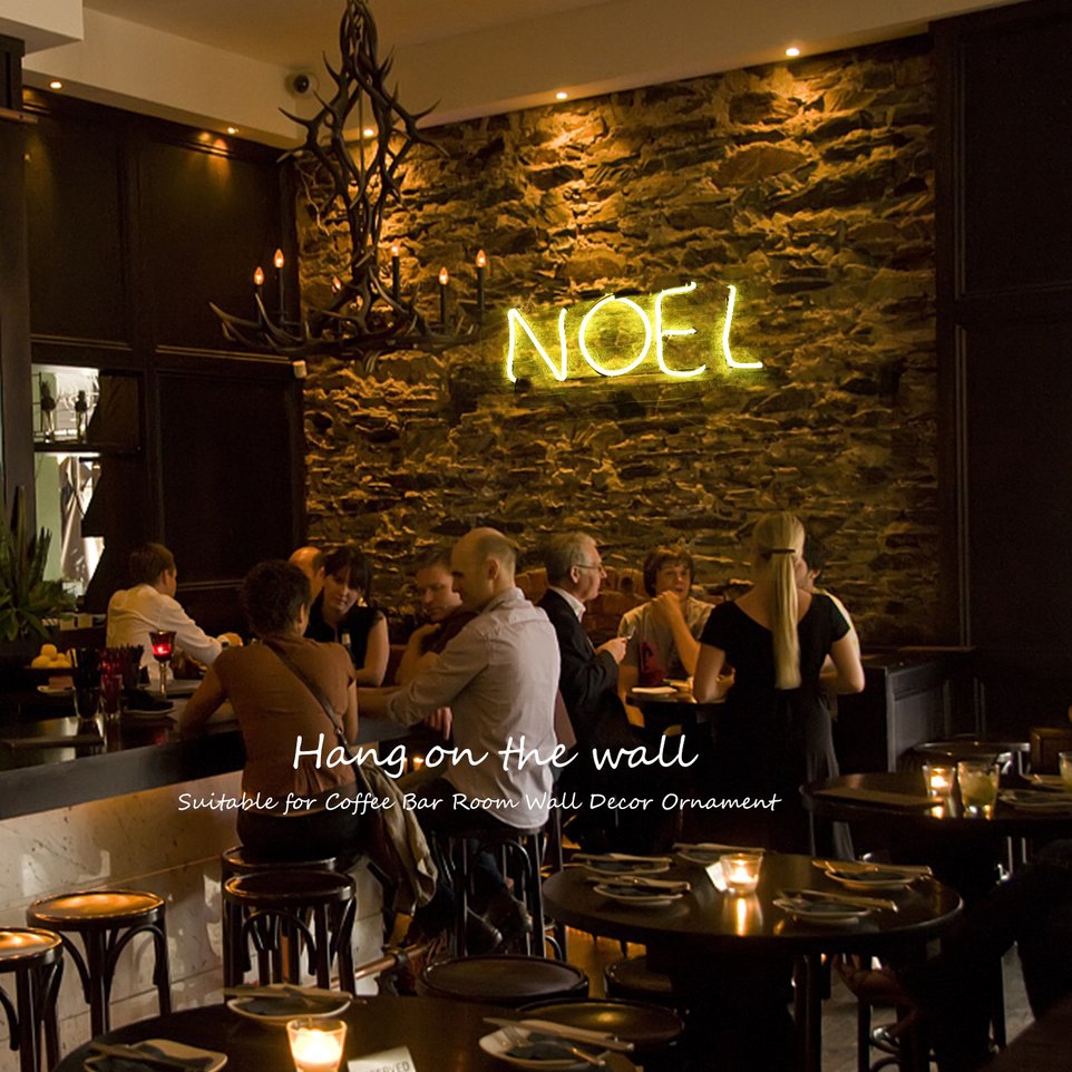 Neon Sign Light NOEL Alphabet Coffee Bar Room Wall Decoration Ornament Crafts