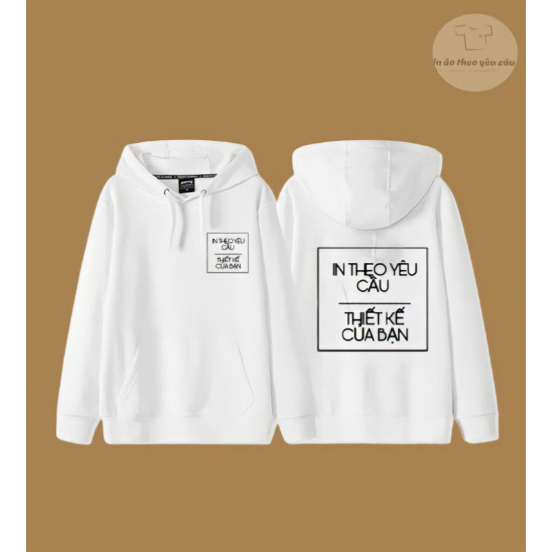 Áo Hoodie Trắng Dài Tay In Theo Yêu Cầu