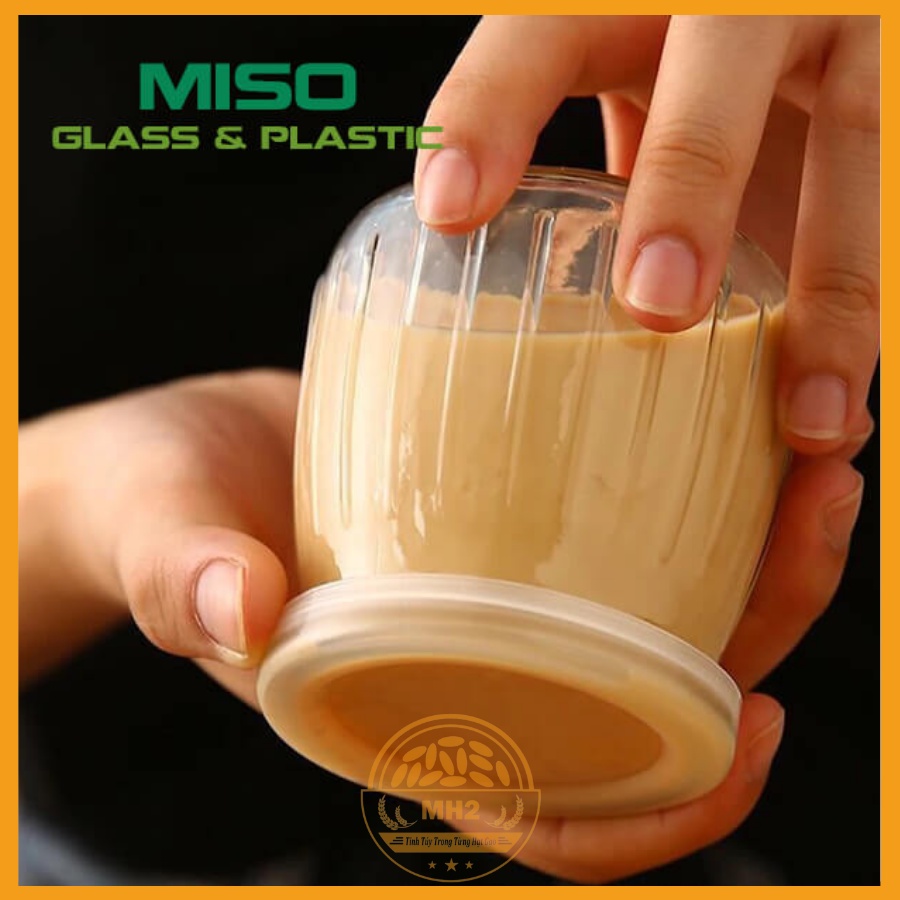 Hủ Thủy Tinh Trong MISO có sọc kèm nắp dung tích 120ml/150ml làm sữa chua thơm ngon bổ dưỡng cho gia đình Mh2 Store