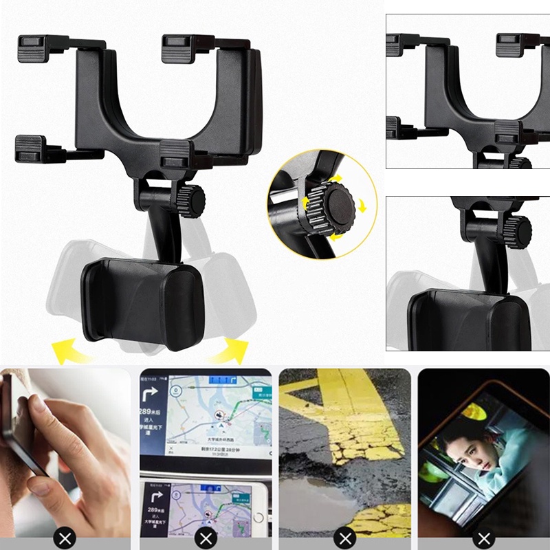 Giá Đỡ Điện Thoại/GPS Xoay 360 Độ Gắn Kính Chiếu Hậu Xe Hơi° Giá Đỡ Điện Thoại Gắn Tấm Che Nắng Ô Tô Xoay Được Tiện Dụng