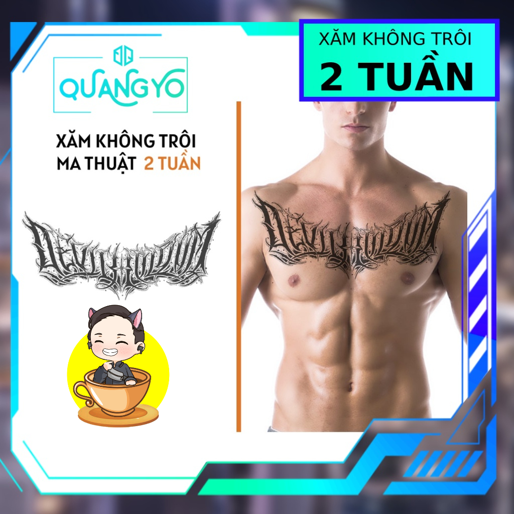 Hình xăm không trôi chữ kín ngực, đầy lưng, hình xăm cách điệu chữ đối xứng, Xăm giống Inkaholic
