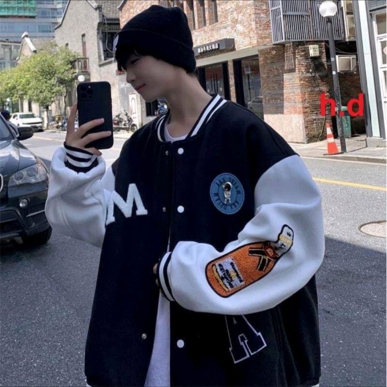 Áo Khoác Bomber Nam Nữ Chất Nỉ Bông From Rộng In Logo M & A Thời Trang Z2 Store