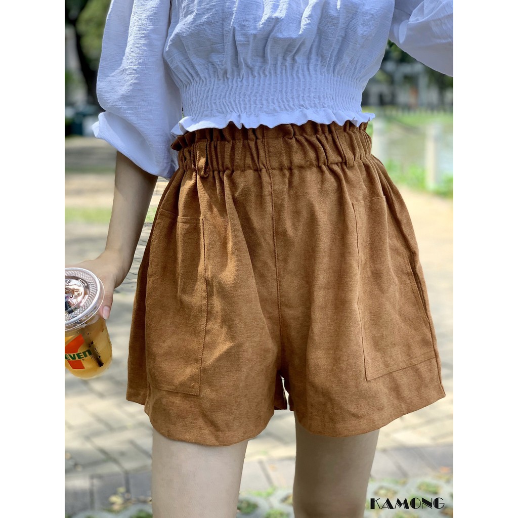 Quần short nữ ống rộng KAMONG lưng thun chất liệu short nhung kiểu dáng trẻ trung, năng động Q001. | BigBuy360 - bigbuy360.vn