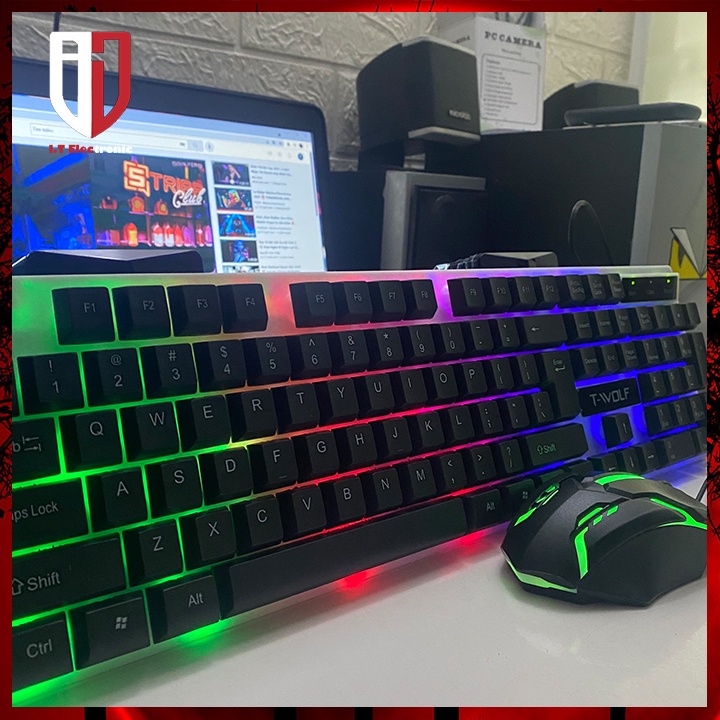 Combo Bàn Phím Chuột Máy Vi Tính Laptop Gaming Có Dây T-WOLF TF 230 Chuyên Game Có Led