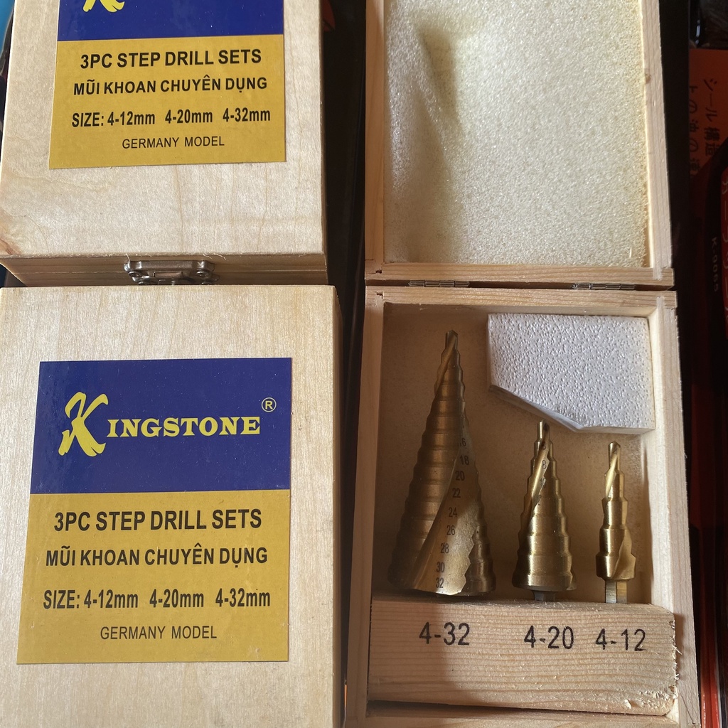 Bộ 3 Mũi Khoan Tháp Kingston 4mm - 32mm HSS Khoan Đa Năng sắt, nhôm, gỗ...