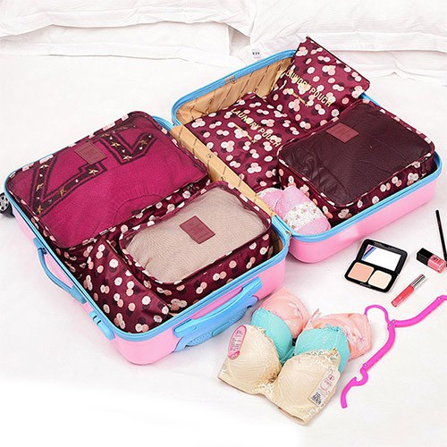 Set 6 Túi Đựng Đồ Du Lịch Cá Nhân Chống Thấm Nước Có Khóa Kéo Tiện Dụng