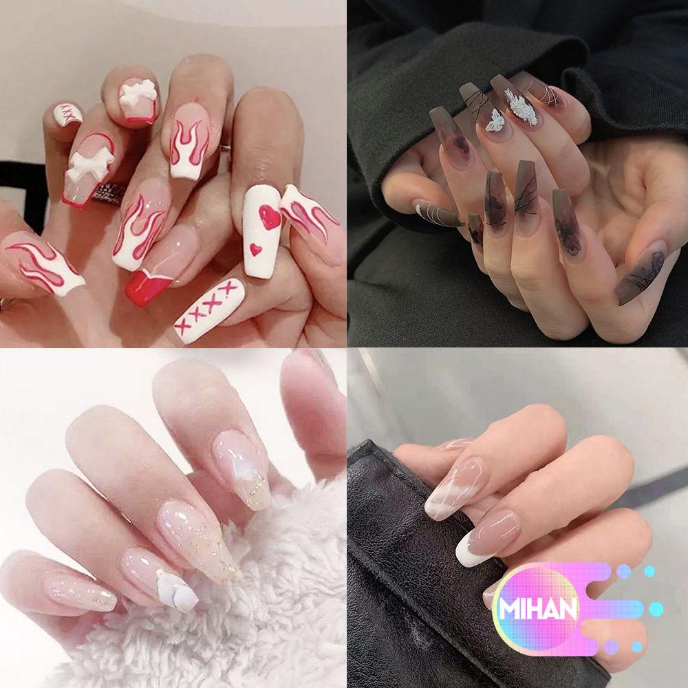[Hàng mới về] Set 24 Móng Tay Giả Đầu Vuông Trang Trí Nghệ Thuật Thời Trang Cho Nữ