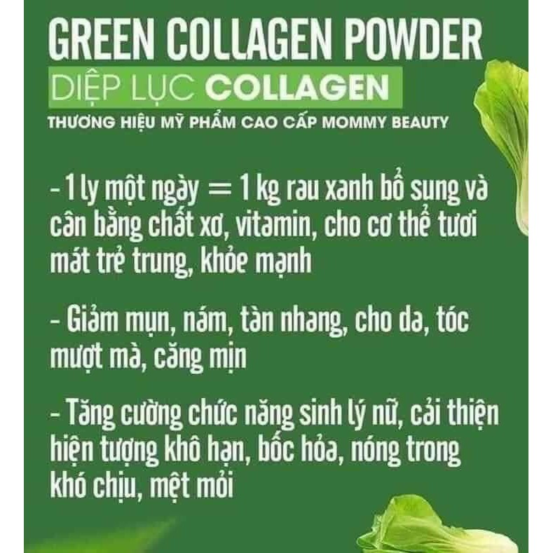 Diệp lục Colagen [TẶNG BÌNH NƯỚC] đẹp da hết mụn mờ thâm nám, bổ sung 1kg rau xanh