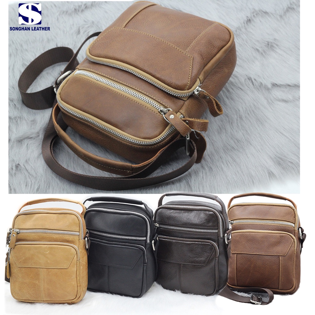 Túi Đeo Chéo Nam Mini Da Bò Cao Cấp Songhan Leather BM04,Túi Đeo Vai Thời Trang Đựng Vừa Ipadmini,Bảo Hành 12 Tháng