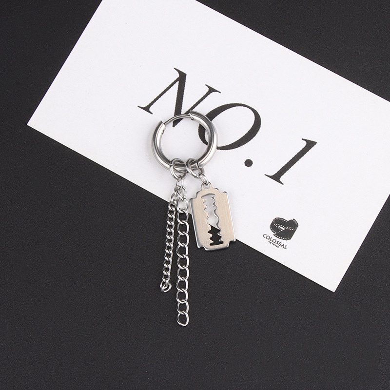 1 Khuyên Tai Tròn Dạng Xích Dài Bằng Thép Không Gỉ Phong Cách Punk Hip Hop Dành Cho Nam Và Nữ