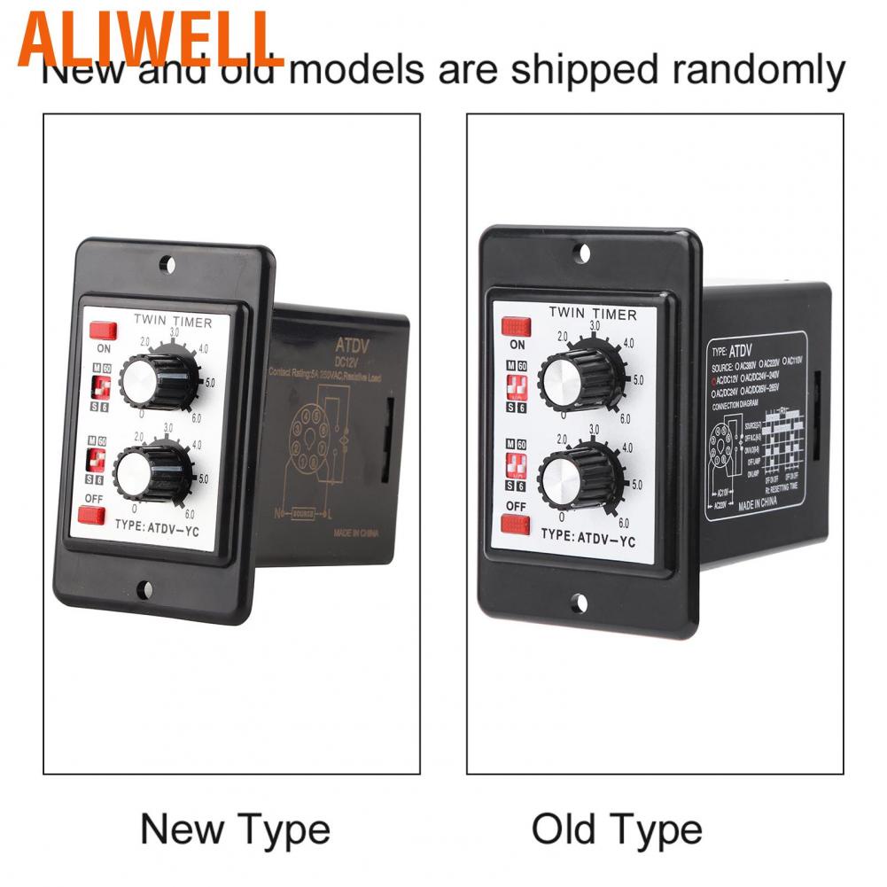Aliwell On Off Twin Timer Relay Knob Control Time Switch ATDV-YC 6S-60M