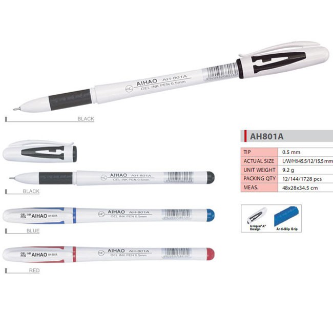 Hộp 12 bút bi nước chữ A AH-801A 0.5mm