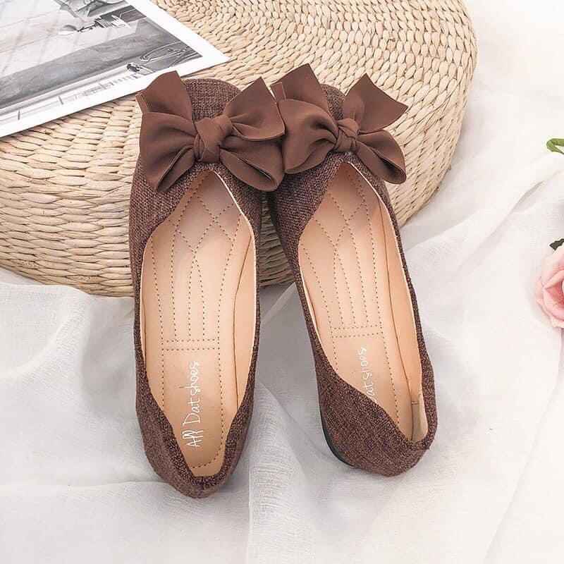 Giày búp bê nữ thắt nơ dạ mẫu mới cực Hot, cực xinh