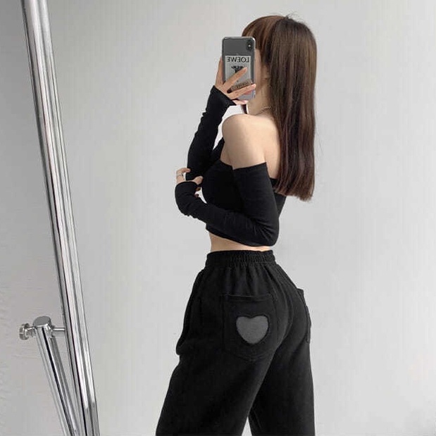 Crop top Dệt kim cắt sexy skinny dài tay bandeau top