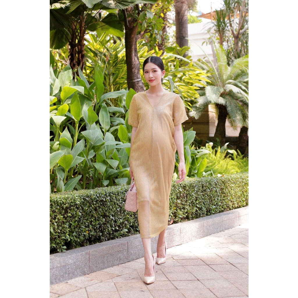ĐẦM BẦU SACHIMOM - Váy ren kim tuyến màu ánh vàng STELLA DRESS