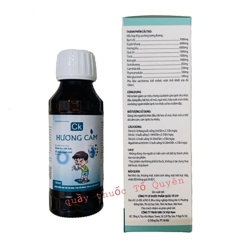 Siro HO CẢM HƯƠNG CAM sổ mũi, hắt hơi, cảm cúm