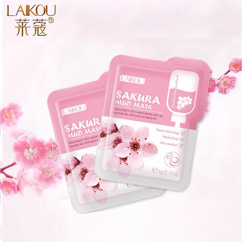 Mặt Nạ Đất Sét LAIKOU SAKURA Kiểm Soát Dầu Làm Sạch Sâu