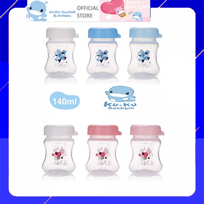 Bộ 3 bình trữ sữa ku.ku duckbill nhựa PP 140ml ku5933